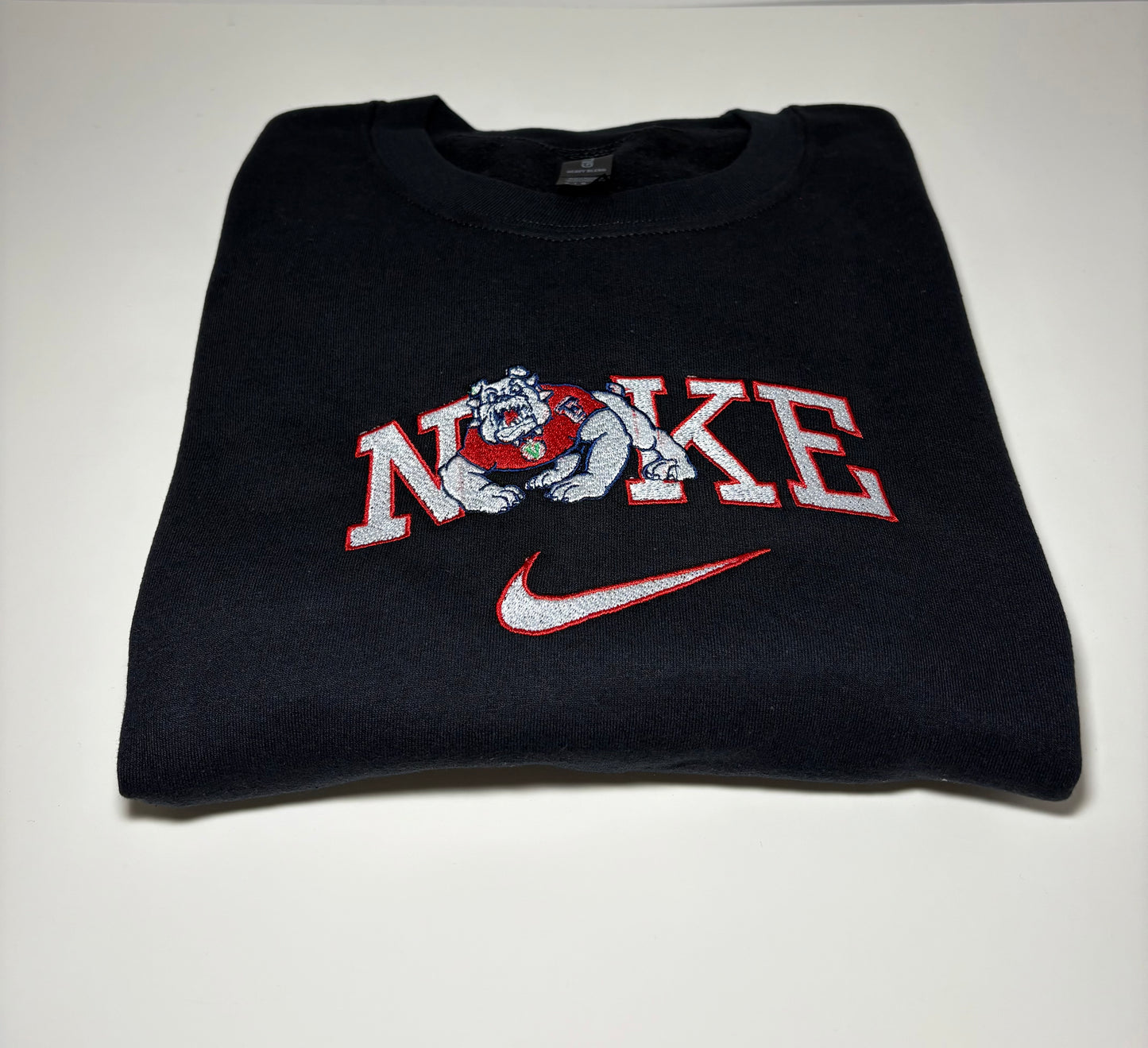 long sleeve bulldog crewneck sweater